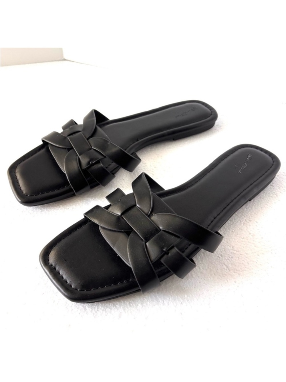 Universal Thread Slide Sandals Flats Woven Strap Black Comfort Women Size 11 NEW